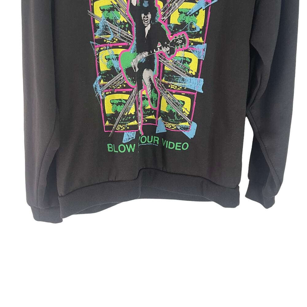 ACDC Women's Size Medium Black Neon Band Tee Graphic Crewneck Sweater - Picture 3 of 8